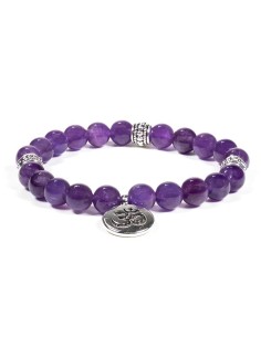 Elastisches Mala-Armband, Amethyst mit OM - Malas - MundoYoga Yoga Shop, spezialisiert auf Yoga