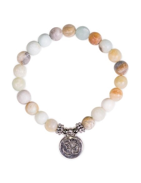 Mala / pulsera elástica, amazonita con OM - Malas - MundoYoga Tienda Especializada en Yoga
