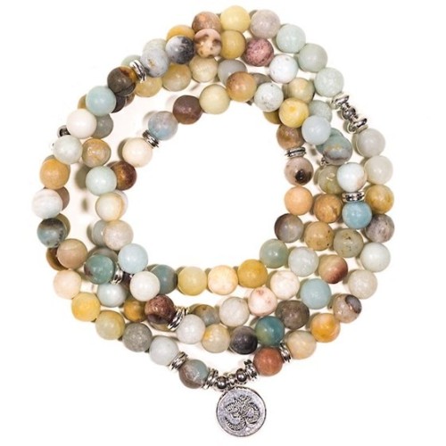 Mala elastic Amazonite with OM - Malas - MundoYoga Yoga Shop Specializing in Yoga