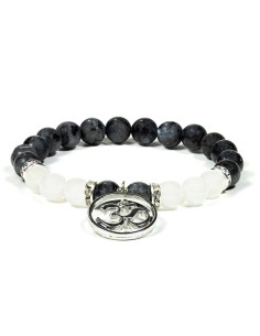 Elastisches Mala-Armband, Labradorit mit OM - Malas - MundoYoga Yoga Shop, spezialisiert auf Yoga