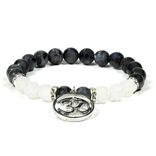 Mala / elastic bracelet, labradorite with OM