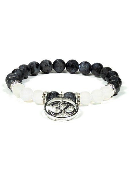 Mala / pulsera elástica, labradorita con OM - Malas - MundoYoga Tienda Especializada en Yoga