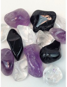 Varilla de Piedras Preciosas - Guardian - Cuarzo Cristal - Turmalina Negra - Amatista