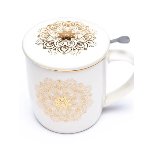 Caneca Mandala Dourado - Jarros, copos, garrafas - MundoYoga Loja de Yoga especializada em Yoga
