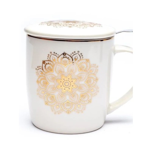 Caneca Mandala Dourado - Jarros, copos, garrafas - MundoYoga Loja de Yoga especializada em Yoga
