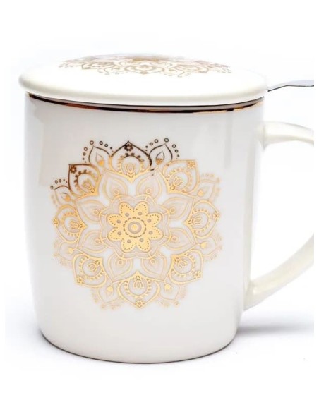 Caneca Mandala Dourado - Jarros, copos, garrafas - MundoYoga Loja de Yoga especializada em Yoga