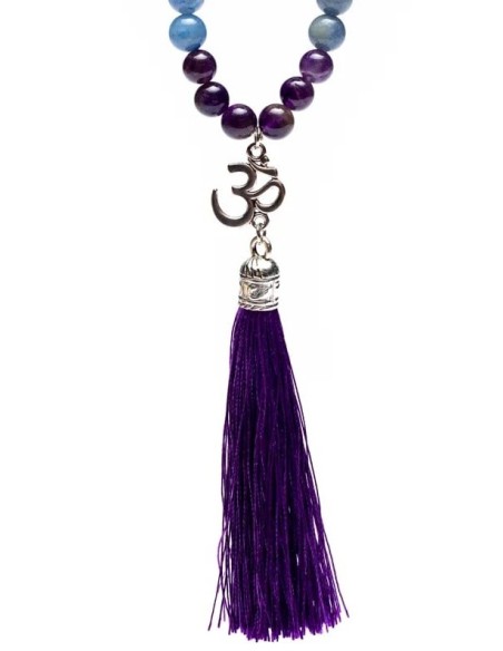Mala de Amatista, Aventurine et Cristal de roche - Malas - MundoYoga Boutique de yoga spécialisée dans le yoga