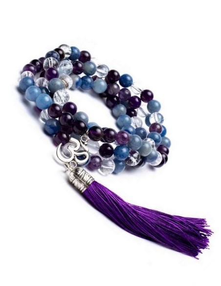 Mala de Amatista, Aventurine et Cristal de roche - Malas - MundoYoga Boutique de yoga spécialisée dans le yoga