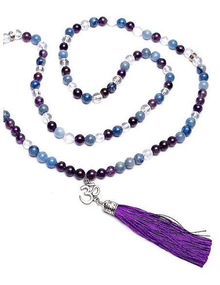 Mala de Amatista, Aventurine et Cristal de roche - Malas - MundoYoga Boutique de yoga spécialisée dans le yoga