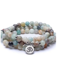 Mala-Kette aus elastischem Amazonit mit OM - Malas - MundoYoga Yoga Shop, spezialisiert auf Yoga