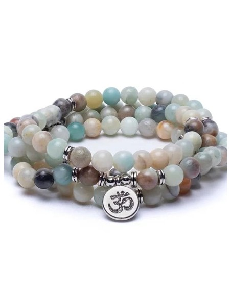 Mala elastic Amazonite with OM - Malas - MundoYoga Yoga Shop Specializing in Yoga