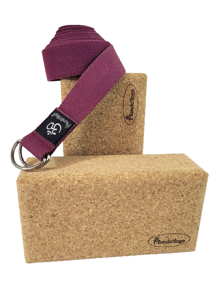 Set 2 briques en liège + Ceinture Yoga - Coffrets avec accessoires pour yoga - MundoYoga Boutique de yoga spécialisée dans le yo