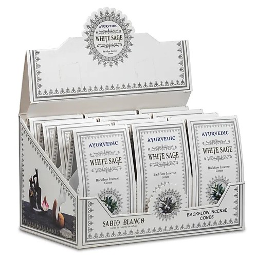 Ayurvedic Reflux Cones, White Sage - Reflux incense and censers - MundoYoga Yoga Shop Specializing in Yoga