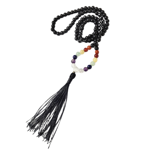 Mala d'Obsidienne - 7 Chakras - Malas - MundoYoga Boutique de yoga spécialisée dans le yoga