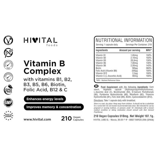 Complexe de vitamines B - Suppléments Nutritionnels - MundoYoga Boutique de yoga spécialisée dans le yoga