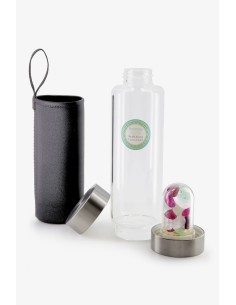 HARMONY Wasserflasche mit Fluorit und Bergkristall