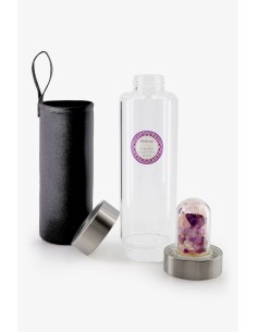 Bouteille d’eau WELLNESS avec Améthyste et Quartz Rose