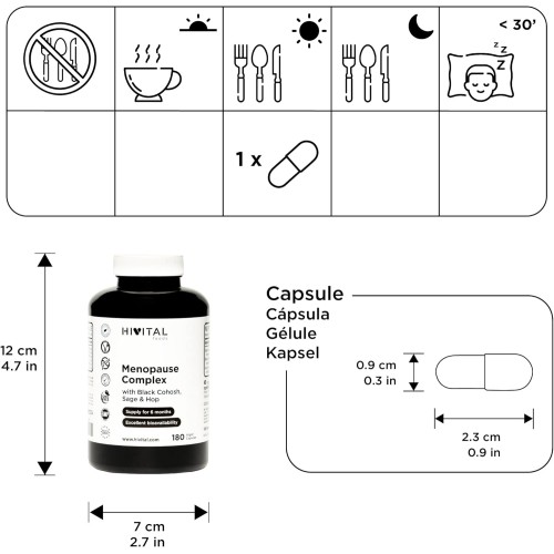 Complexo para a menopausa com sálvia, cohosh preto e lúpulo