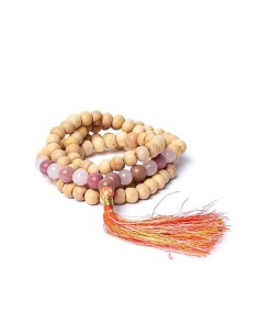 Mala Tulsi avec thulite/quartz rose qualité AA