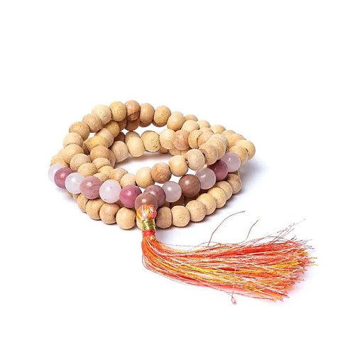 Tulsi mala with thulite/ rose quartz AA quality