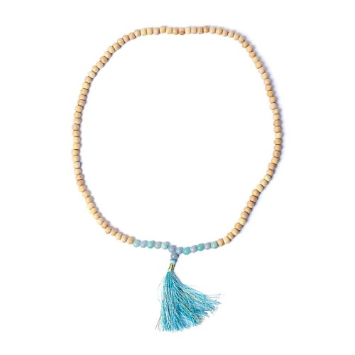Mala Tulsi with Angelite and Amazonite AA | 108 Accounts - MundoYoga.com
