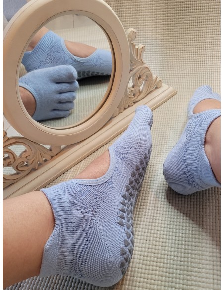 Meias antiderrapantes “Lola” com dedos, azul-bebé