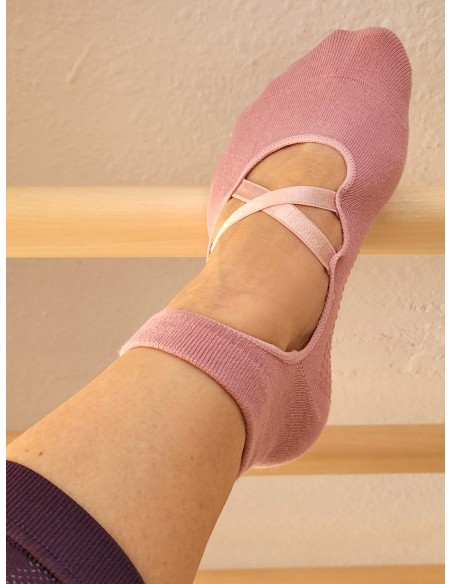 Meias antiderrapantes para ioga e pilates «Dance», Rosé - MundoYoga Boutique de yoga spécialisée dans le yoga