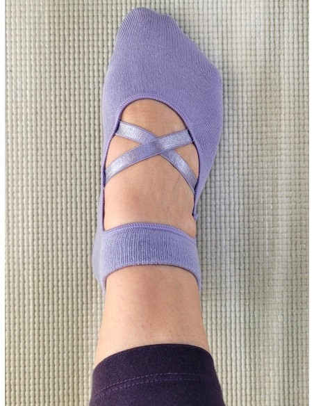 Meias de ioga Dance Violet sem dedos antiderrapantes - MundoYoga