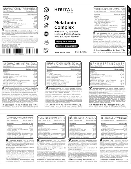 Melatonina Complex, 120 cápsulas veganas