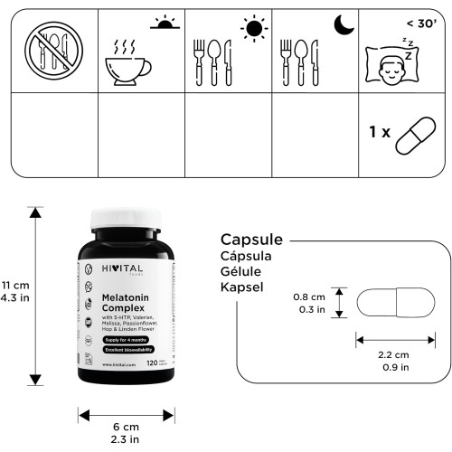Melatonina Complex, 120 cápsulas veganas