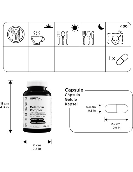 Melatonina Complex, 120 cápsulas veganas