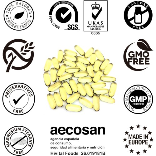 Óleo de onagra e vitamina E, 200 cápsulas de óleo vegetal