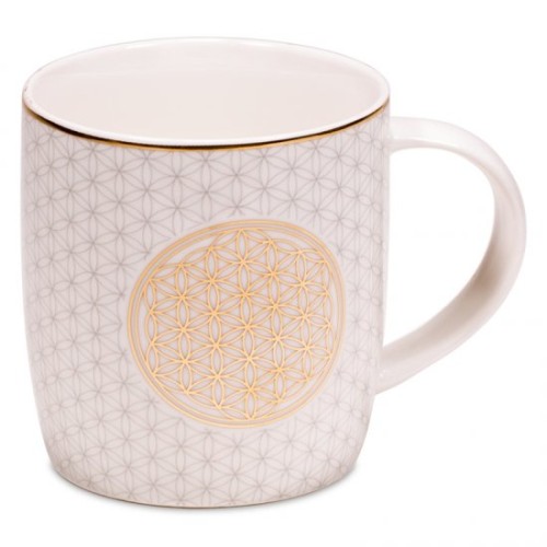 Mug Fleur de vie, or - Pichets, tasses, bouteilles - MundoYoga Boutique de yoga spécialisée dans le yoga
